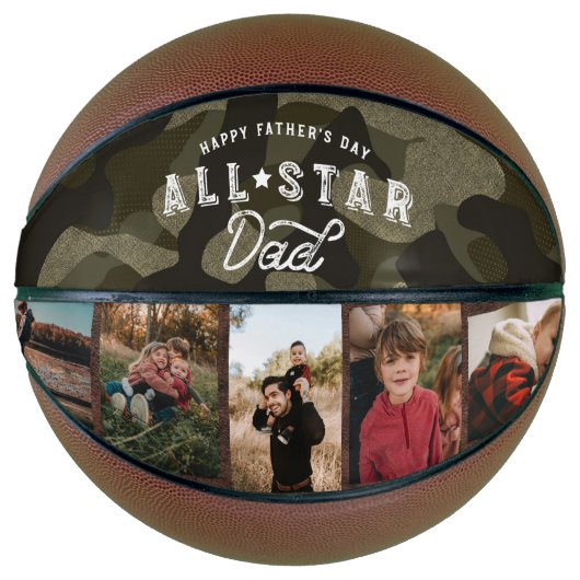 All-Star Vater Green Camouflage & Leather Foto Basketball (Vorderseite)