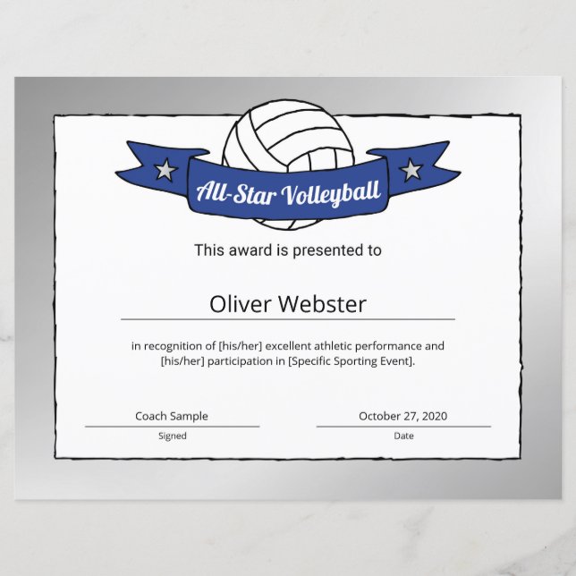 All-Star Volleyball Player Award Volleyball Award (Vorderseite)