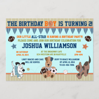 All-Star Welpen Junge Geburtstagsparty Einladung