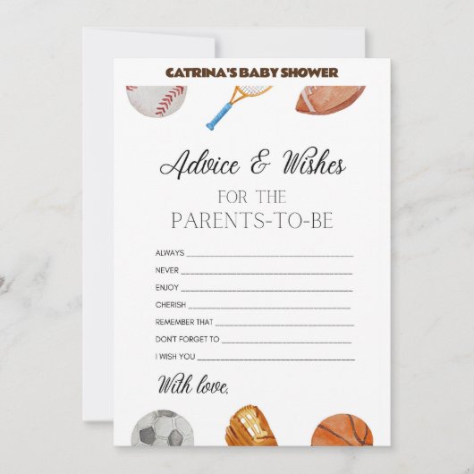 All Stars Sports Baby Dusche - bestellbarer Name, Einladung (Vorderseite)