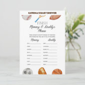 All Stars Sports Baby Dusche - bestellbarer Name, Einladung (Stehend Vorderseite)