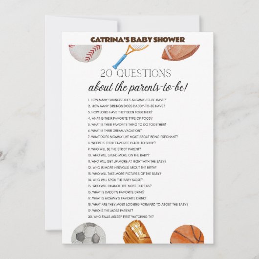 All Stars Sports Baby Dusche - bestellbarer Name, Einladung (Vorderseite)