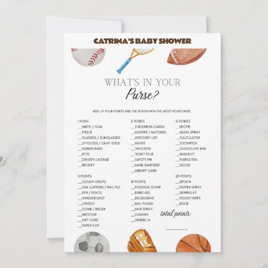 All Stars Sports Baby Dusche - bestellbarer Name, Einladung (Vorderseite)