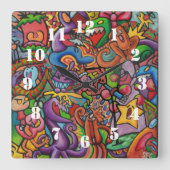 All The Noise By Squid Fear City Quadratische Wanduhr (Vorderseite)