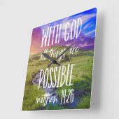 All Things Are Possible Bible Verse Scripture Quadratische Wanduhr (Winkel)