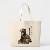 "All Things Change" Japanese Cat in Kimono Art Jumbo Stoffbeutel (Vorne)