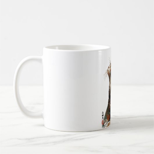 "All Things Change" Japanese Cat in Kimono Art Kaffeetasse (Links)