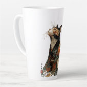 "All Things Change" Japanese Cat in Kimono Art Milchtasse (Linke Ecke)