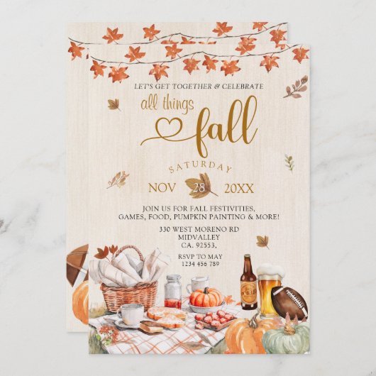 All Things Fall Harvest Party Festival Pumpkin Einladung (Vorne/Hinten)