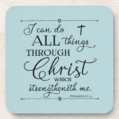 All Things Through Christ - Philippians 4:13 Getränkeuntersetzer (Vorderseite)