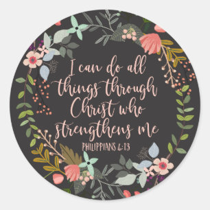 All things through Christ Philippians Bible Verse Runder Aufkleber