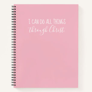 "All Things Through Christ" rosa Notebook Notizblock