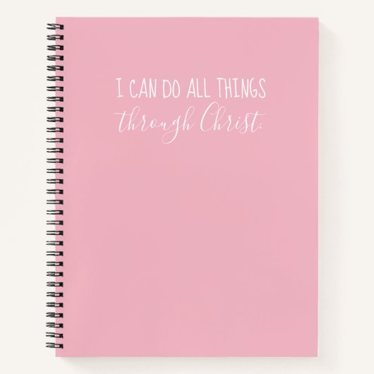 "All Things Through Christ" rosa Notebook Notizblock (Vorderseite)