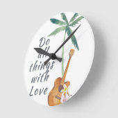 All Things With Love Tropical Runde Wanduhr (Winkel)