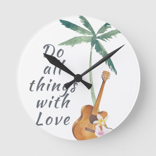 All Things With Love Tropical Runde Wanduhr (Vorderseite)