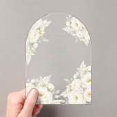 All White Floral Bridal Shower Acryleinladungen (Insitu (Handheld))