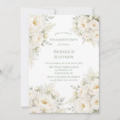 All White Floral Engagement Party Einladung (Vorderseite)