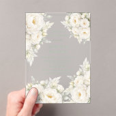 All White Floral Wedding Couples Shower Acryleinladungen (Insitu (Handheld))