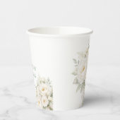 All White Floral Wedding Pappbecher (Links)