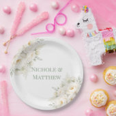 All White Floral Wedding Pappteller (Party)