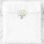 All White Floral Wedding Runder Aufkleber (Tasche)