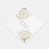 All White Floral Wedding Serviette (Ecke)