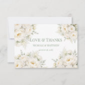 All White Floral Wedding Thank You Cards Dankeskarte (Vorderseite)
