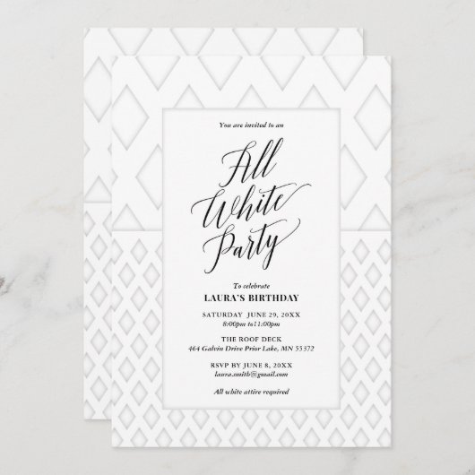 All White Party Einladung (Vorne/Hinten)
