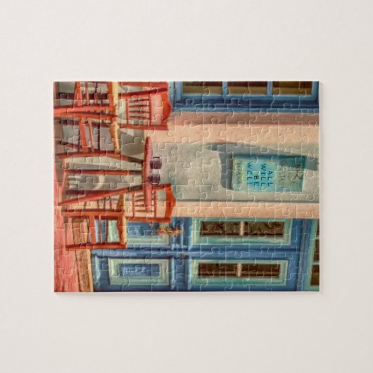 "ALL WILL BE WELL" Nachricht an GREEK CAFE MENU Puzzle (Horizontal)