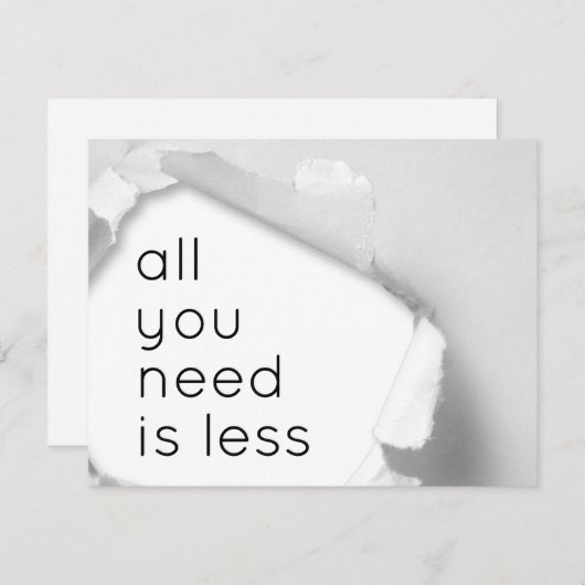 All you need is less (Vorne/Hinten)