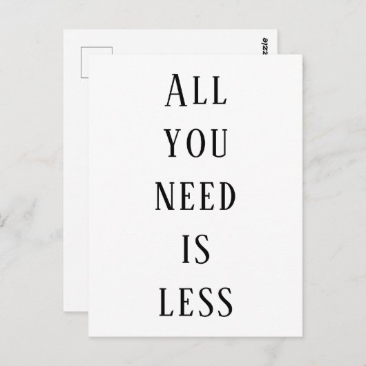 All you need is less postkarte (Vorne/Hinten)