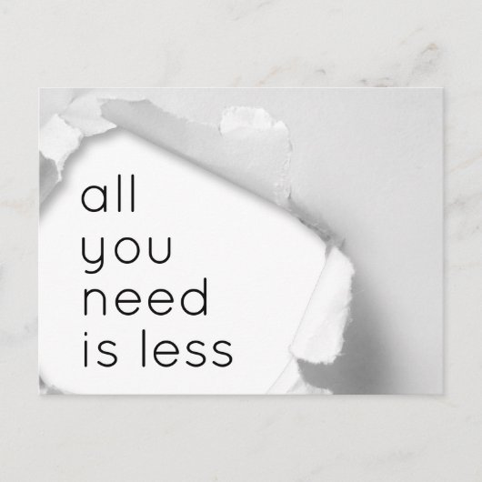 All you need is less postkarte (Vorderseite)