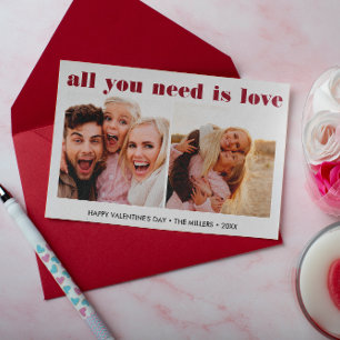ALL YOU NEED IS LOVE 2 Photo Valentine's Day heart Mitteilungskarte