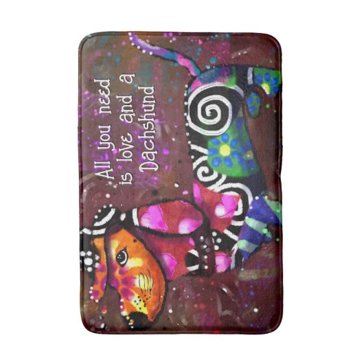 All You Need Is Love and a Dachshund Dog Whimsical Badematte (Vorderseite Vertikal)