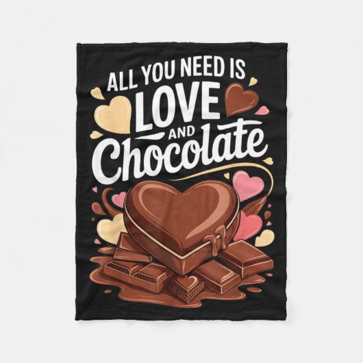 All You Need Is Love And Chocolate Candy Heart Swe Fleecedecke (Vorderseite)