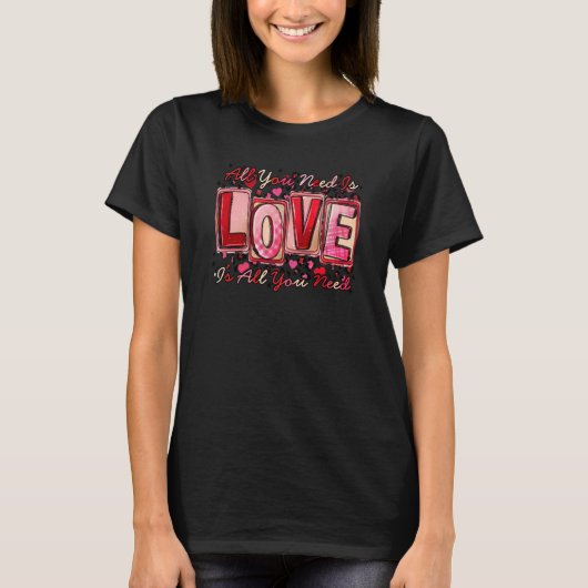 All You Need Is Love Be Mine Valentines Day Leopar T-Shirt (Vorderseite)