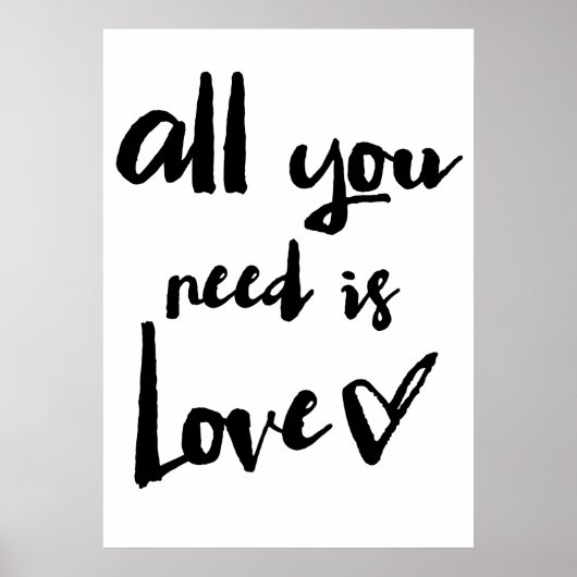 All You Need Is Love | Brush Calligraphy Poster (Vorne)