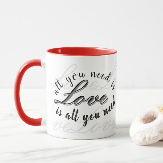 'All You Need Is Love' Charming Heartfelt Gift Tasse (Mit Donut)