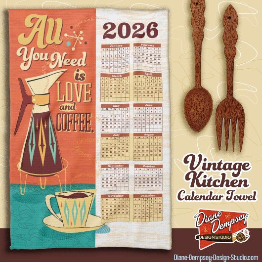 All You Need Is Love + Coffee Calendar Towel 2026 Geschirrtuch