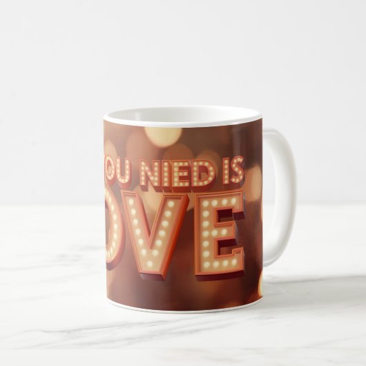 All You Need Is Love Mug | Retro Light Sign Valent Kaffeetasse (VorderseiteRechts)