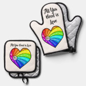 All You Need is Love Ofenhandschuh & Topflappen-Set (Vorderseite/Rückseite)