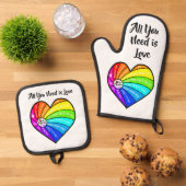All You Need is Love Ofenhandschuh & Topflappen-Set (Oben Unten)