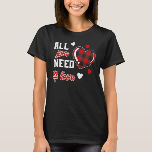 All You Need is Love Plaid Heart Valentine Day Boy T-Shirt (Vorderseite)