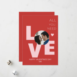 All You Need Is Love Red Pink Romance Valentines Feiertagskarte