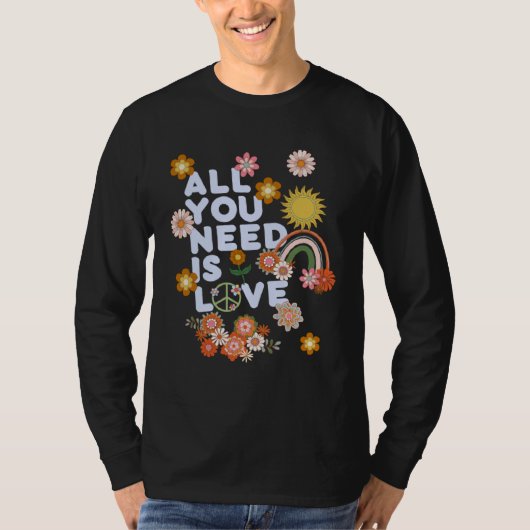 All You Need Is Love Retro 60s 70s Peace Love Flow T-Shirt (Vorderseite)