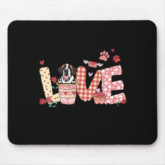 All You Need Is Love Saint Bernard And Coffee Vale Mousepad (Vorne)