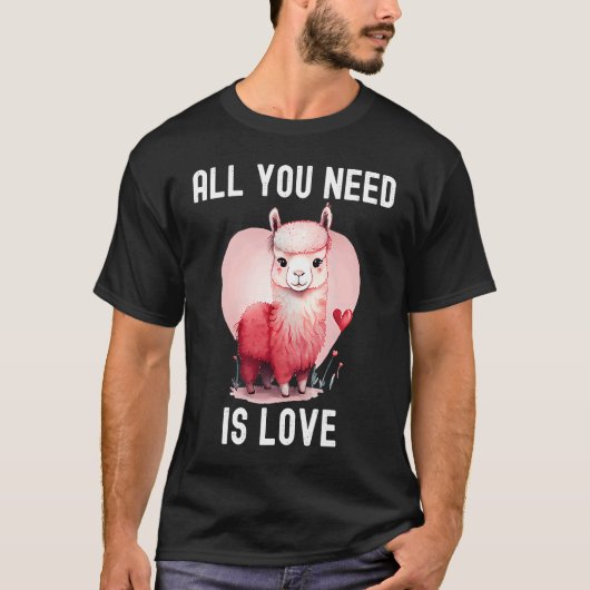 All you need is love with heart Llama Valentine's T-Shirt (Vorderseite)