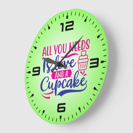All You Needs is Love And Cupcake-67518 Große Wanduhr (Winkel)