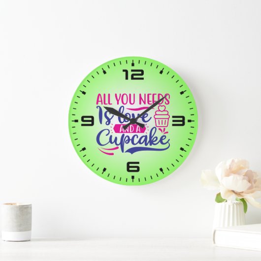 All You Needs is Love And Cupcake-67518 Große Wanduhr (Zuhause)