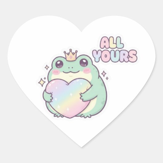 All Yours Frog Sticker Cute Frog Hugging Heart Kaw (Vorderseite)